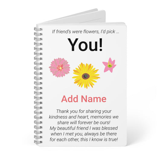 Printify Paper products A5 / Lined Personalised Friends Flowers Wiro Notebook, A5