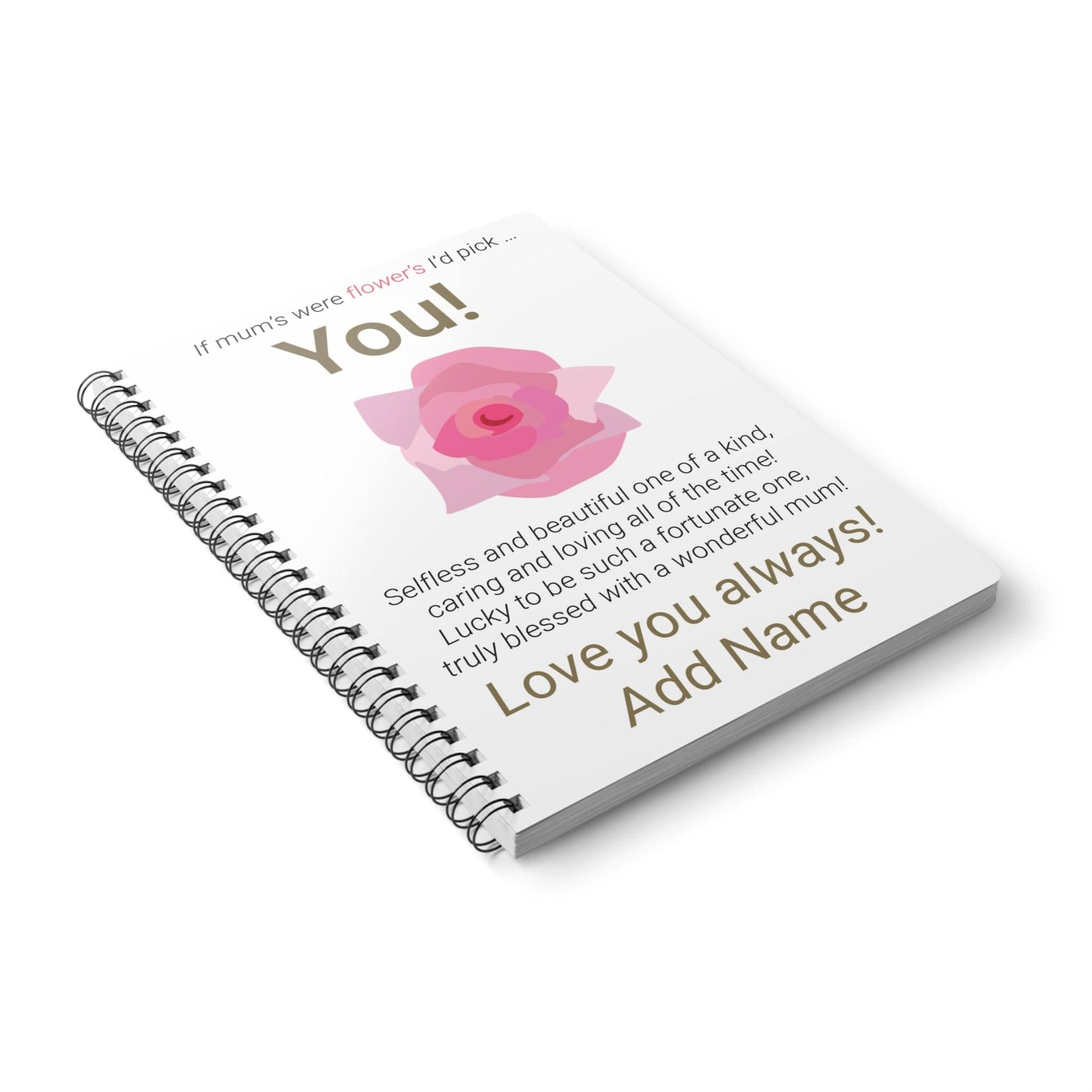 Printify Paper products A5 / Lined Personalised Mum Flowers Wiro Notebook, A5