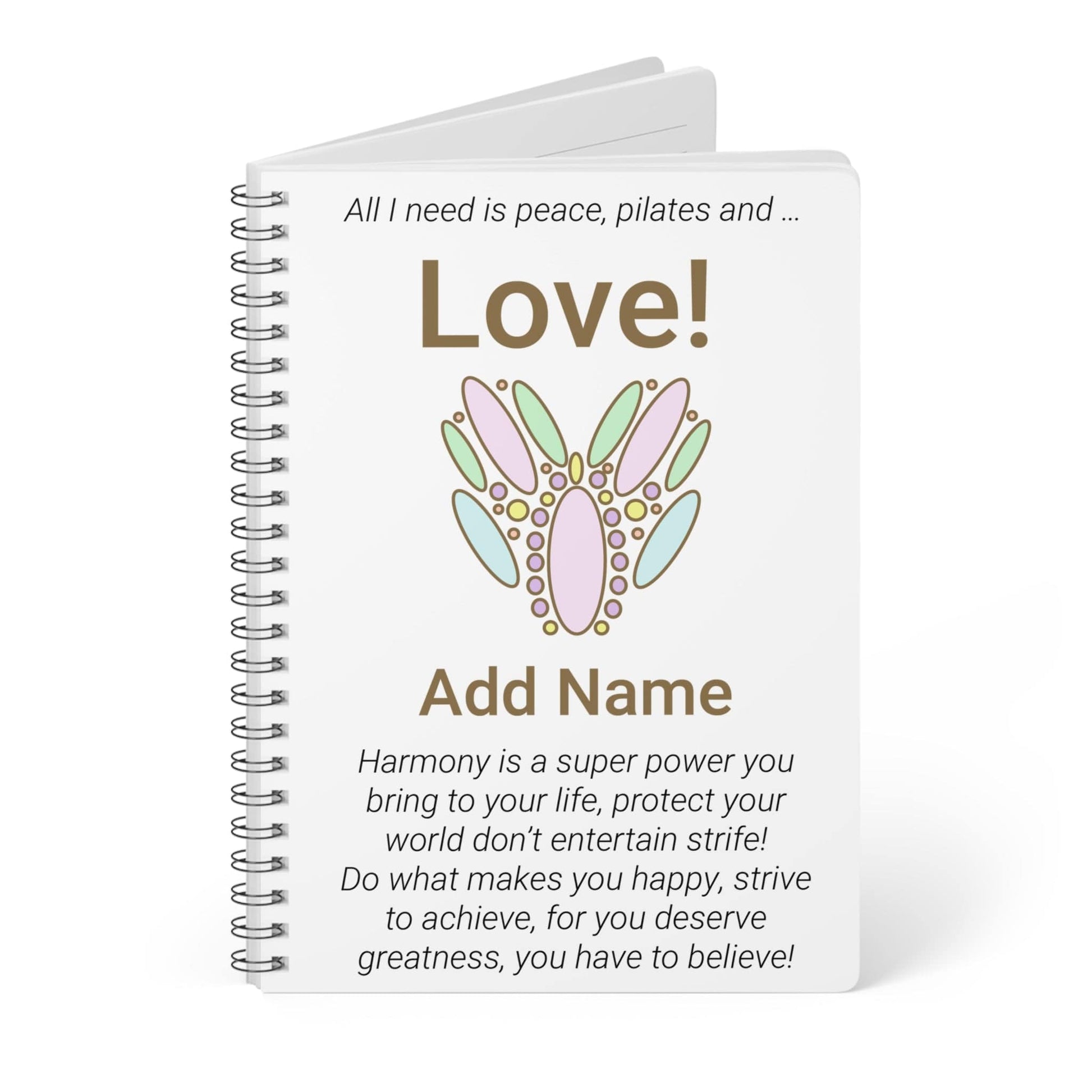 Printify Paper products A5 / Lined Personalised Peace Pilates Love Notebook
