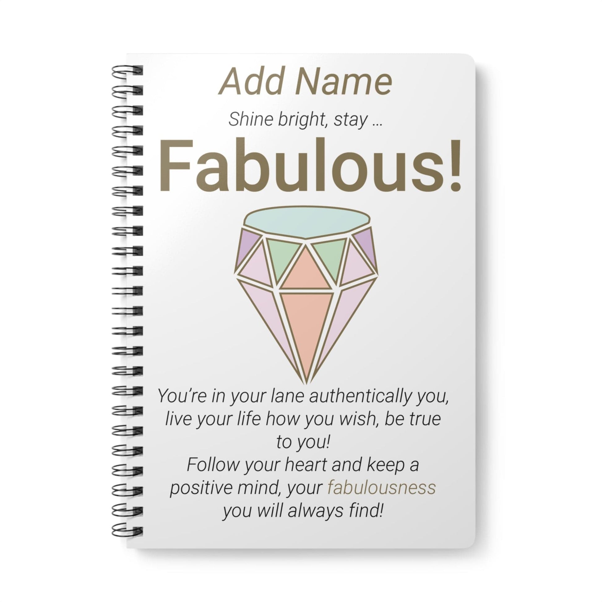 Printify Paper products A5 / Lined Personalised Stay Fabulous Wiro Notebook, A5