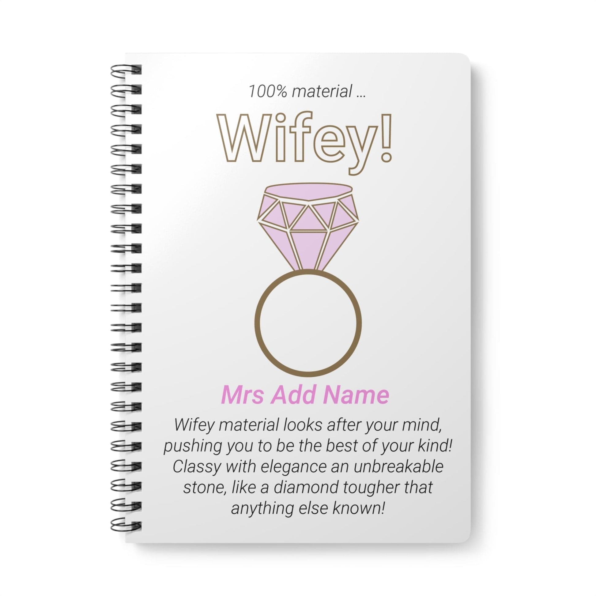 Printify Paper products A5 / Lined Personalised Wifey Wiro Notebook, A5