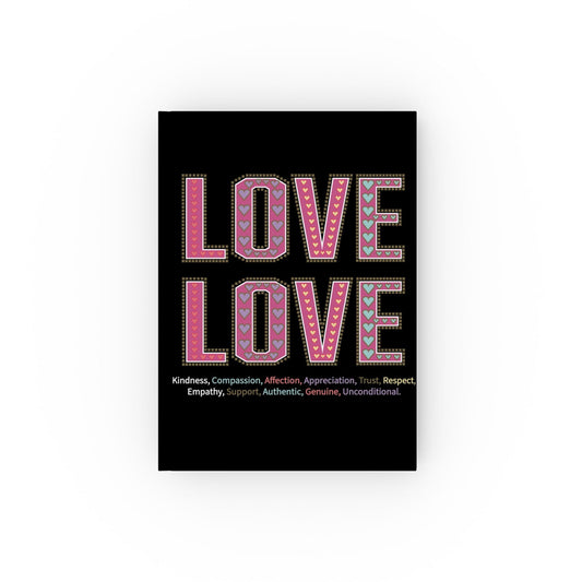 Printify Paper products Blank / 5.2" x 7.4" Love Love Slogan Notebook Black