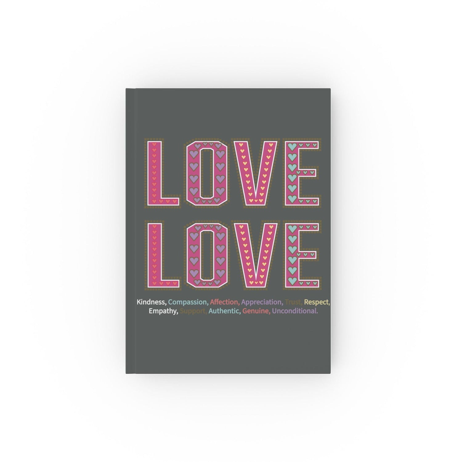 Printify Paper products Blank / 5.2" x 7.4" Love Love Slogan Notebook Grey