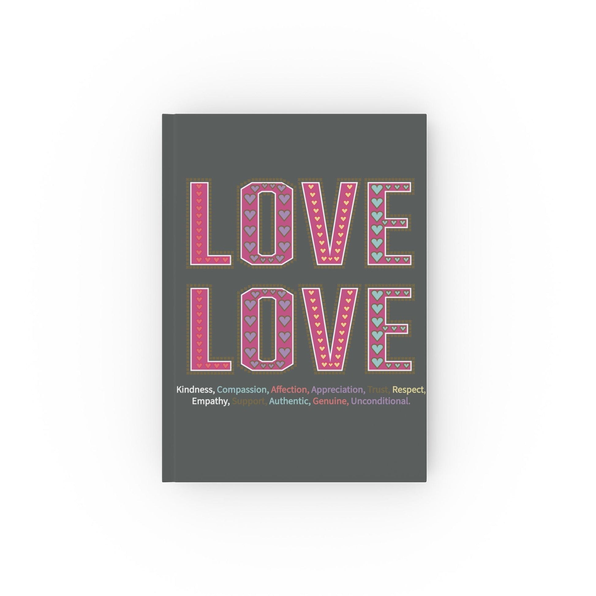 Printify Paper products Blank / 5.2" x 7.4" Love Love Slogan Notebook Grey