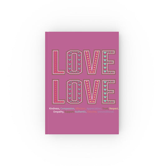 Printify Paper products Blank / 5.2" x 7.4" Love Love Slogan Notebook Pink