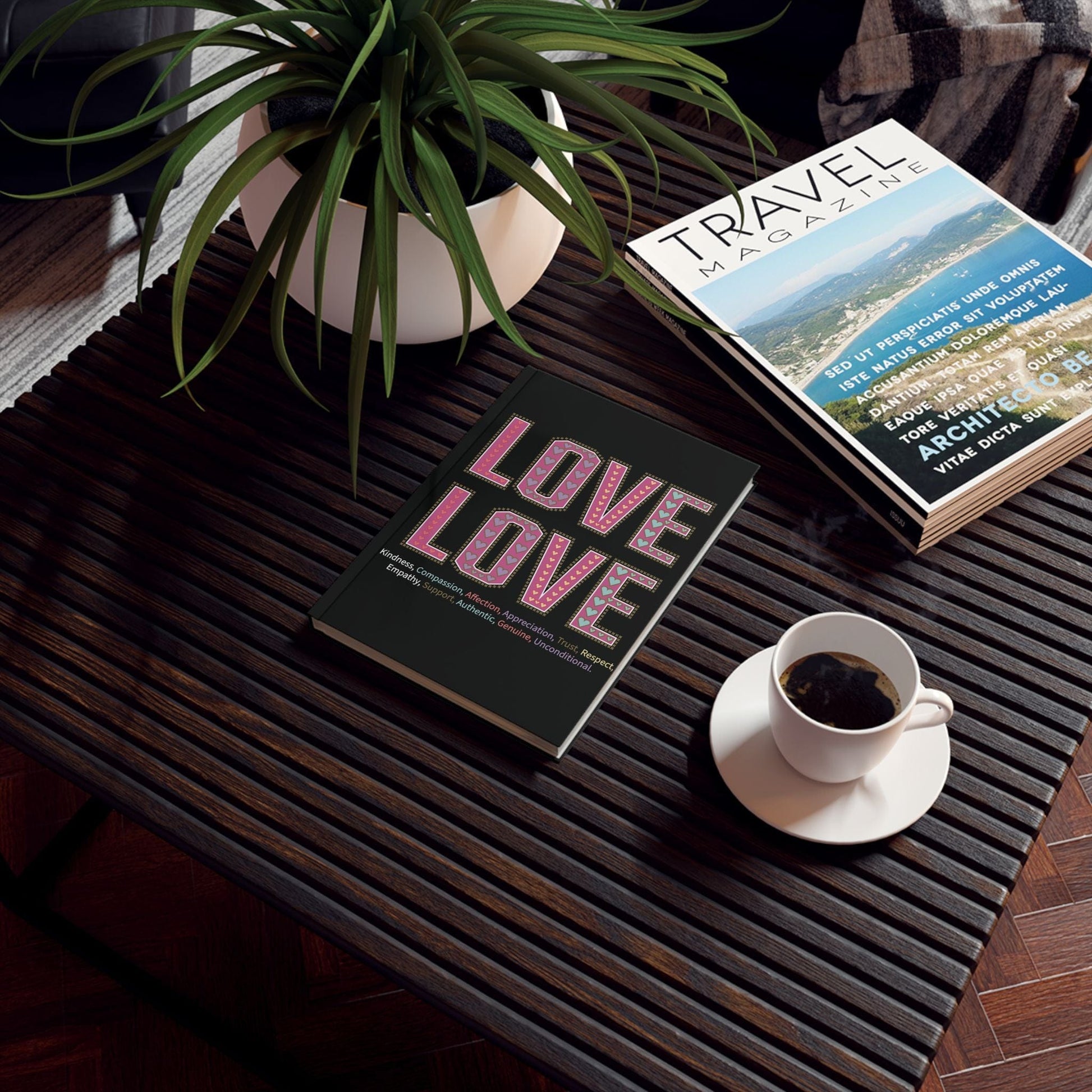 Printify Paper products Love Love Slogan Notebook Black