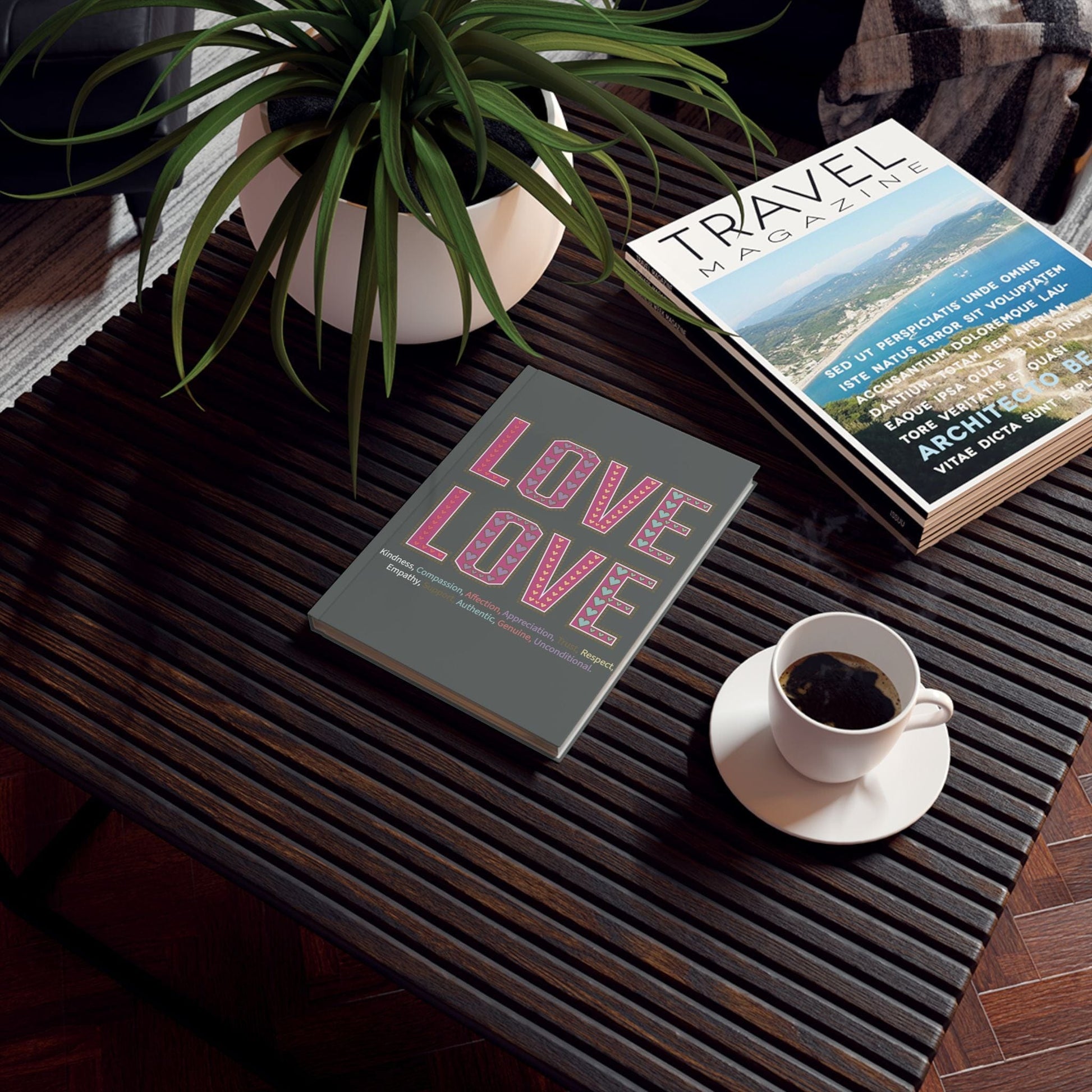 Printify Paper products Love Love Slogan Notebook Grey