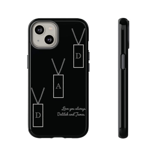 Printify Phone Case iPhone 14 / Glossy Personalised Dad tag necklace iPhone Case