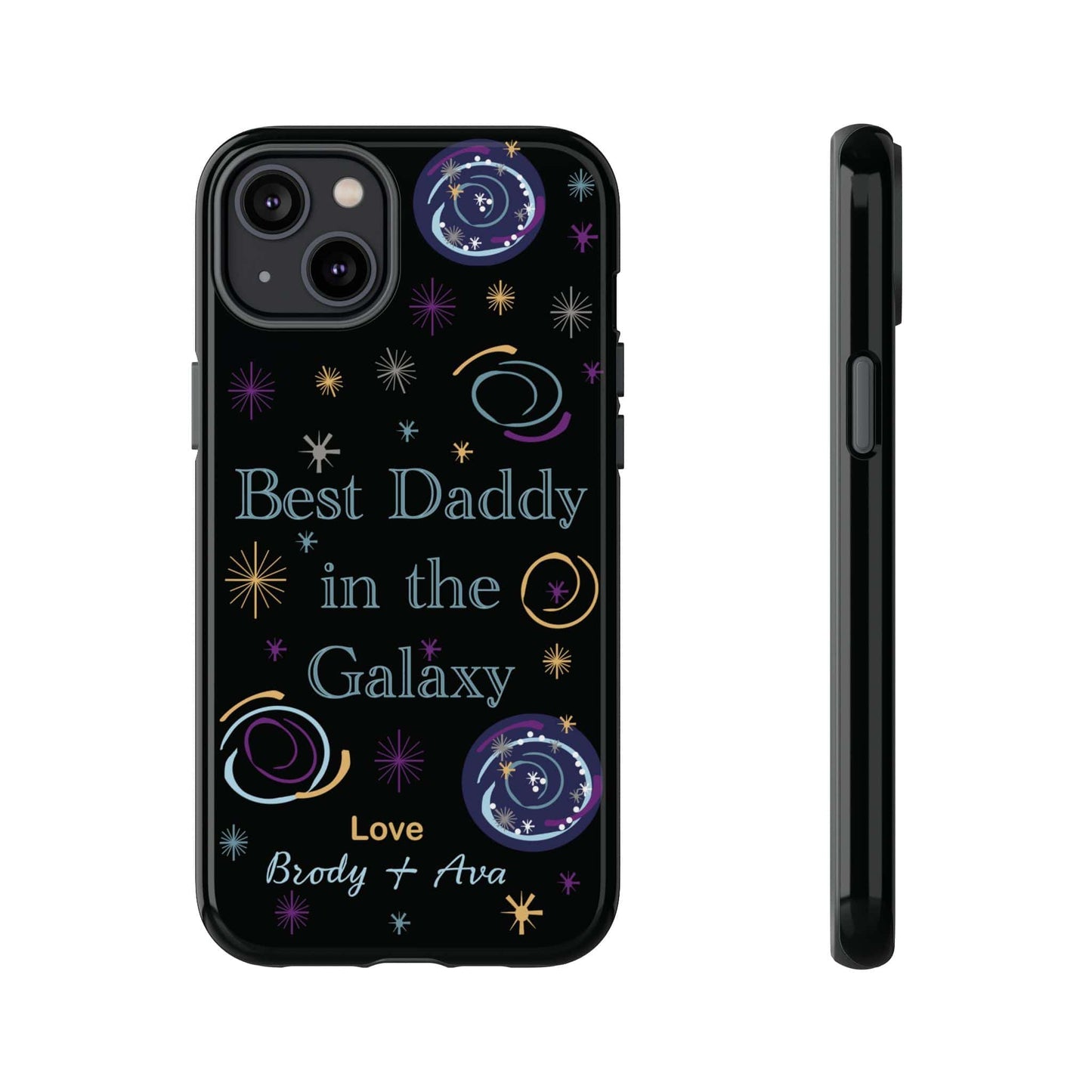 Printify Phone Case iPhone 14 Plus / Glossy Personalised Best Daddy in the Galaxy iPhone Case – A Stellar Gift for Dad