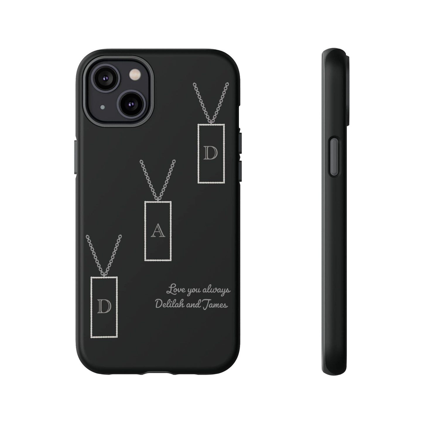 Printify Phone Case iPhone 14 Plus / Matte Personalised Dad tag necklace iPhone Case