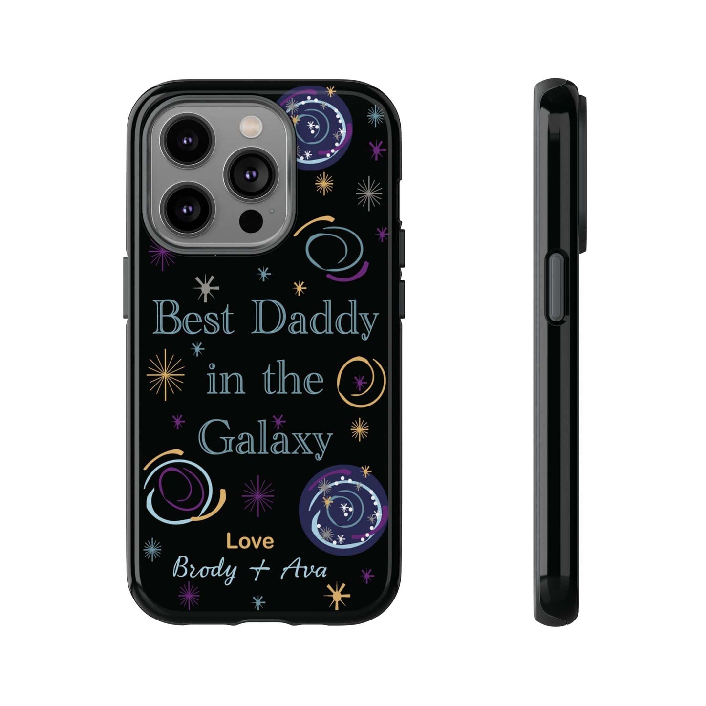Printify Phone Case iPhone 14 Pro / Glossy Personalised Best Daddy in the Galaxy iPhone Case – A Stellar Gift for Dad