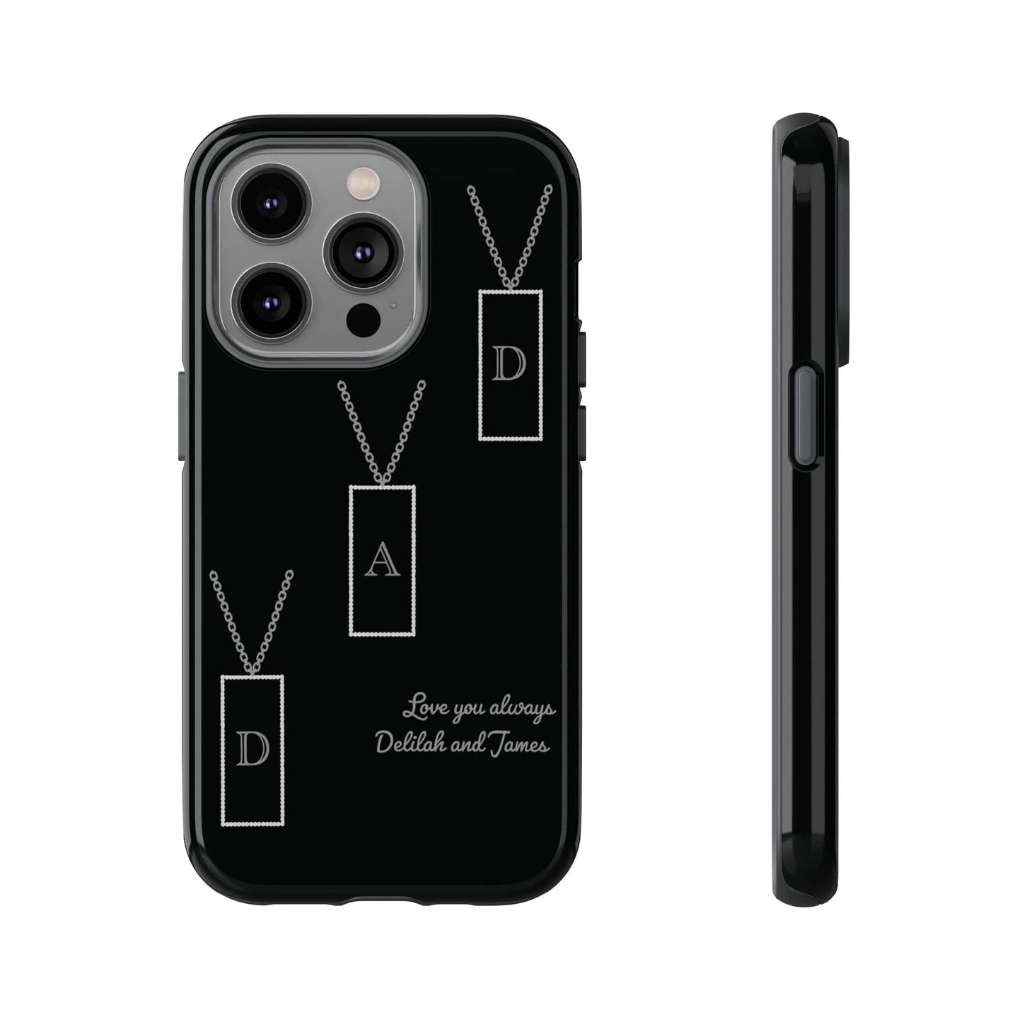 Printify Phone Case iPhone 14 Pro / Glossy Personalised Dad tag necklace iPhone Case