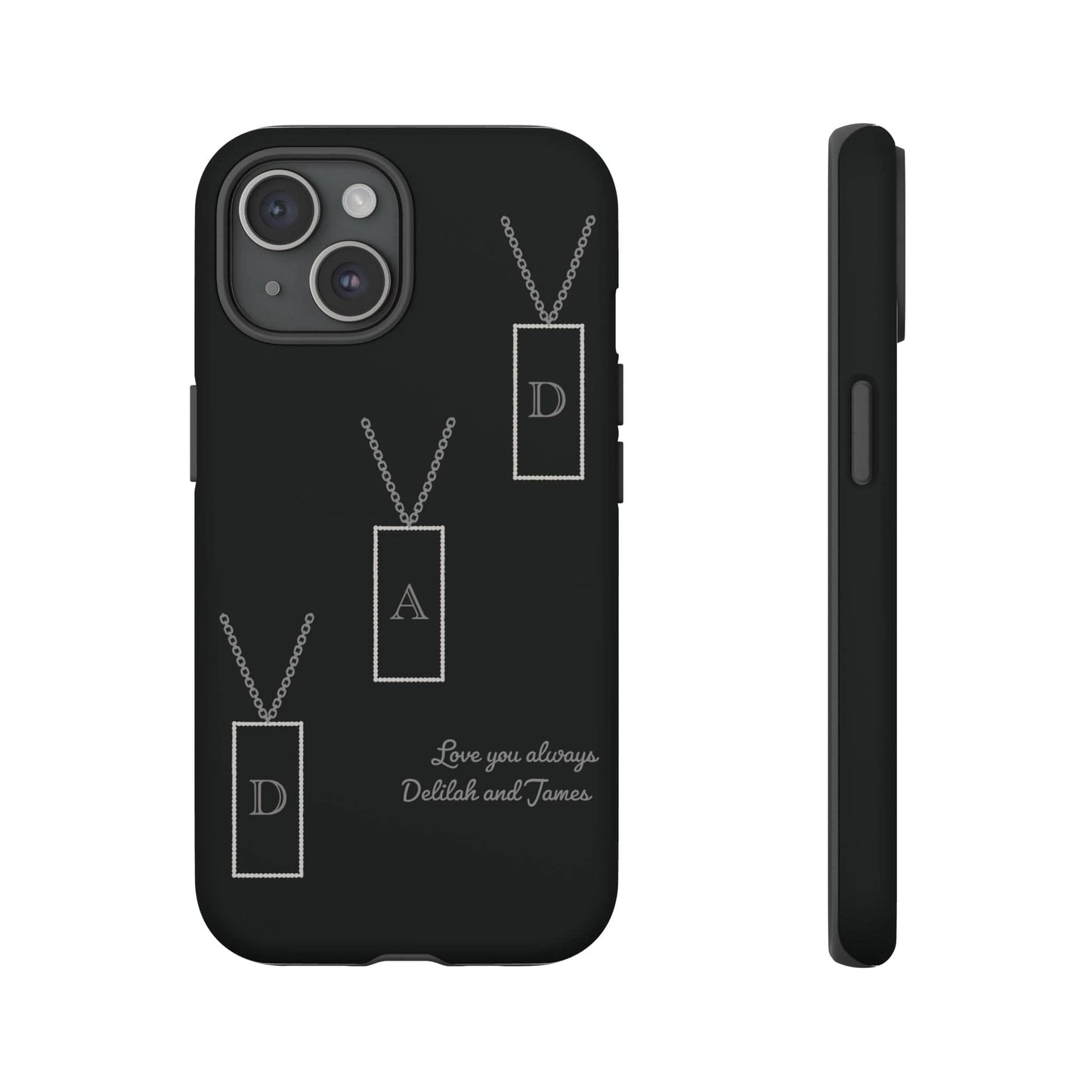Printify Phone Case iPhone 15 / Matte Personalised Dad tag necklace iPhone Case