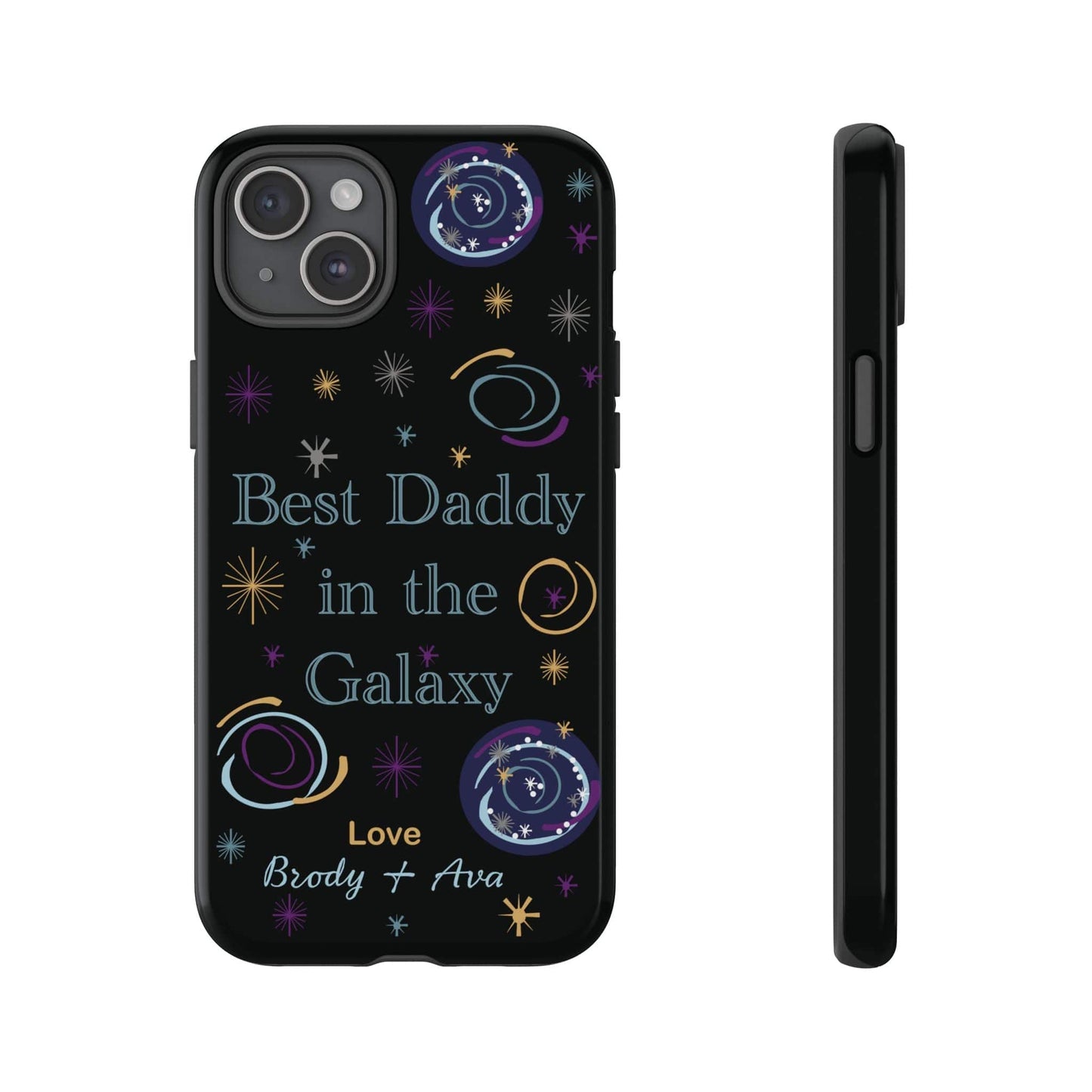 Printify Phone Case iPhone 15 Plus / Glossy Personalised Best Daddy in the Galaxy iPhone Case – A Stellar Gift for Dad