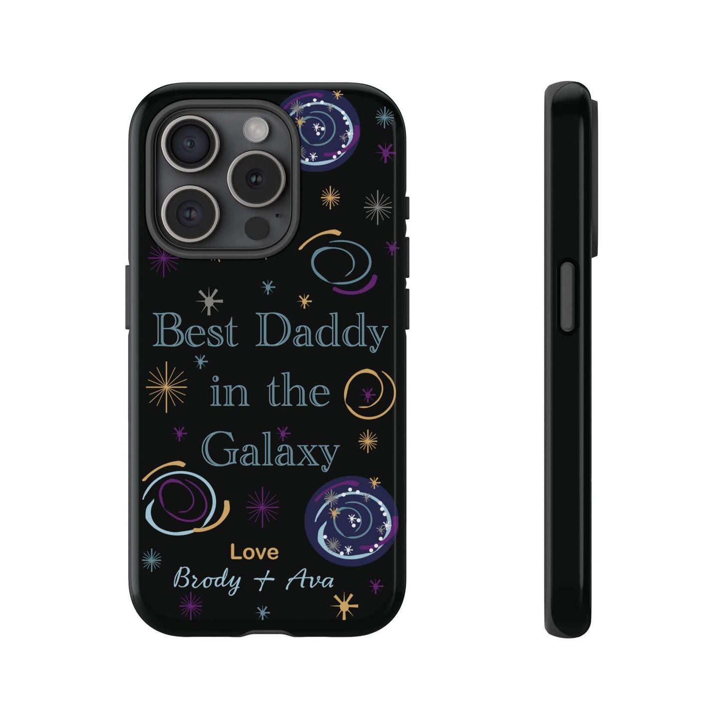 Printify Phone Case iPhone 15 Pro / Glossy Personalised Best Daddy in the Galaxy iPhone Case – A Stellar Gift for Dad