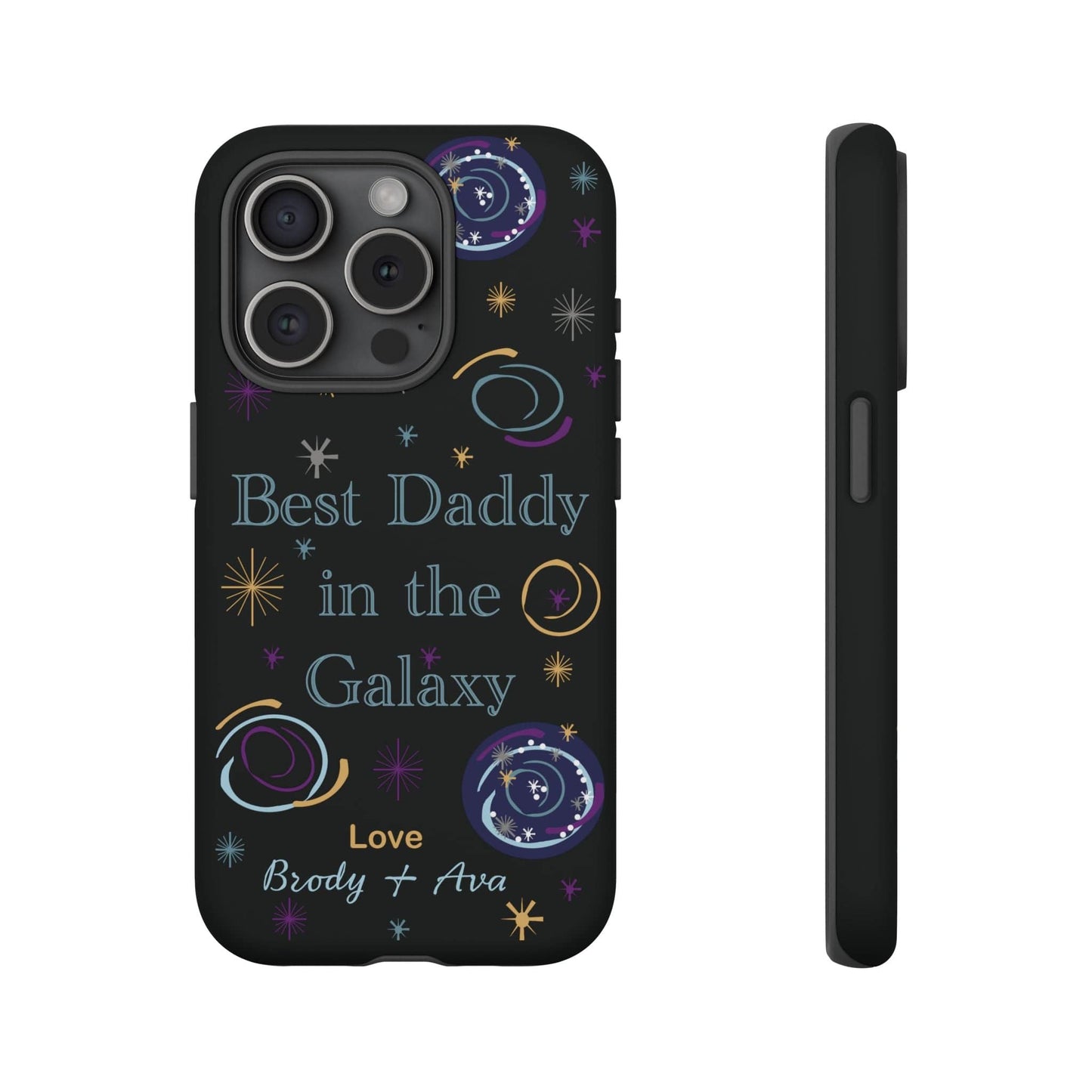 Printify Phone Case iPhone 15 Pro / Matte Personalised Best Daddy in the Galaxy iPhone Case – A Stellar Gift for Dad