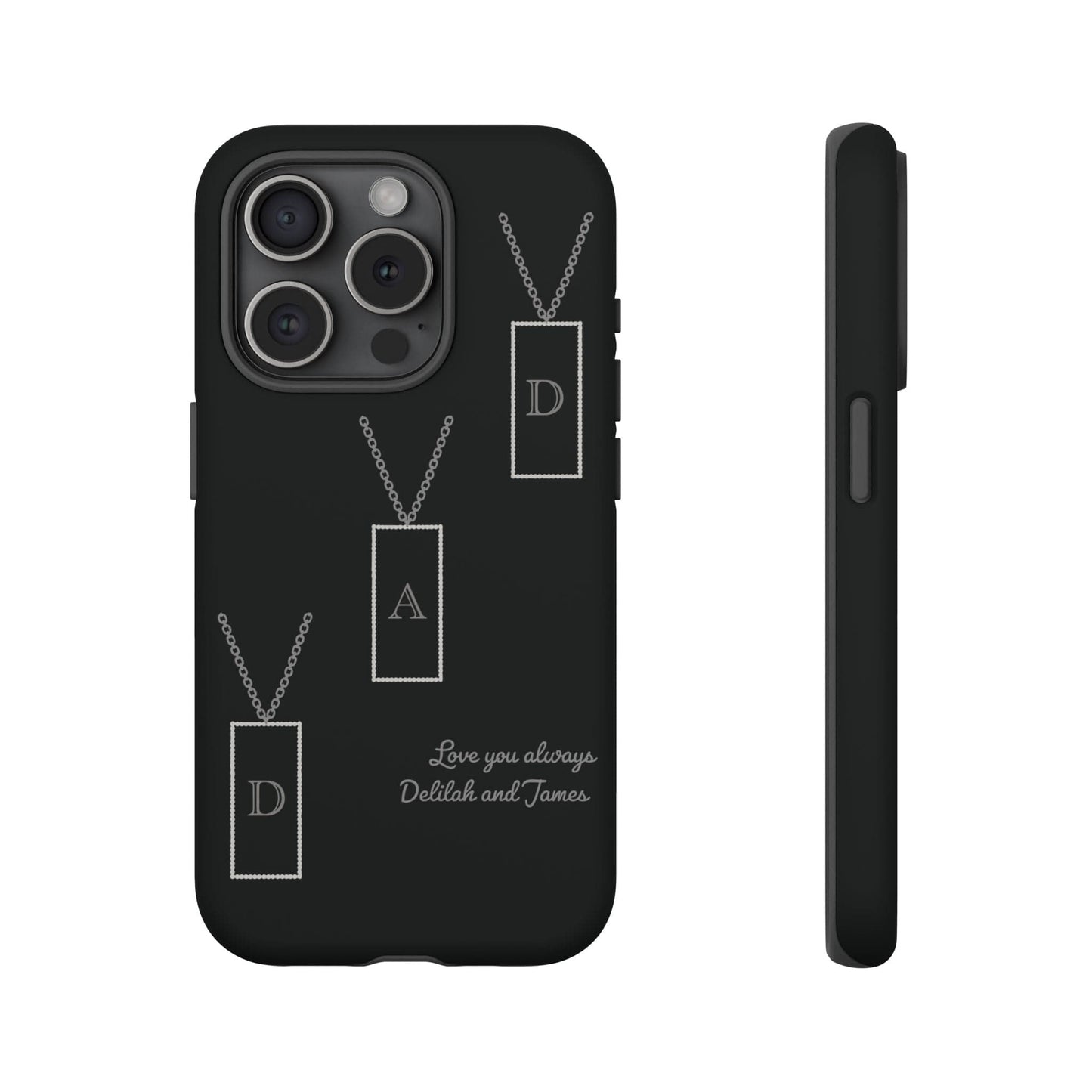 Printify Phone Case iPhone 15 Pro / Matte Personalised Dad tag necklace iPhone Case