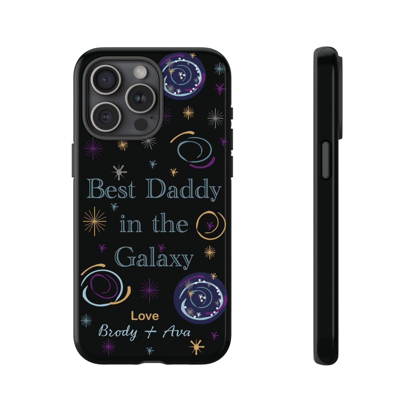 Printify Phone Case iPhone 15 Pro Max / Glossy Personalised Best Daddy in the Galaxy iPhone Case – A Stellar Gift for Dad