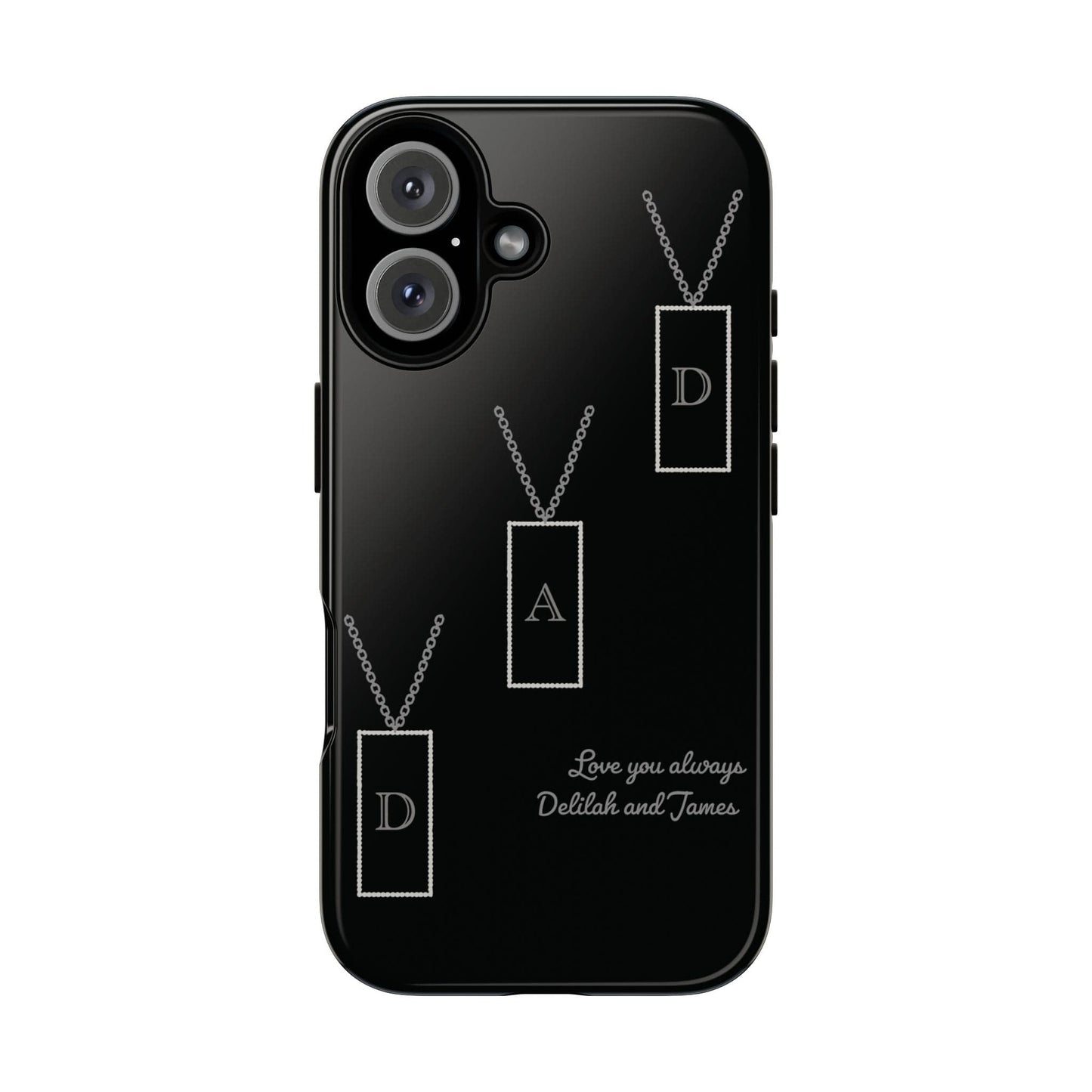 Printify Phone Case iPhone 16 / Glossy Personalised Dad tag necklace iPhone Case