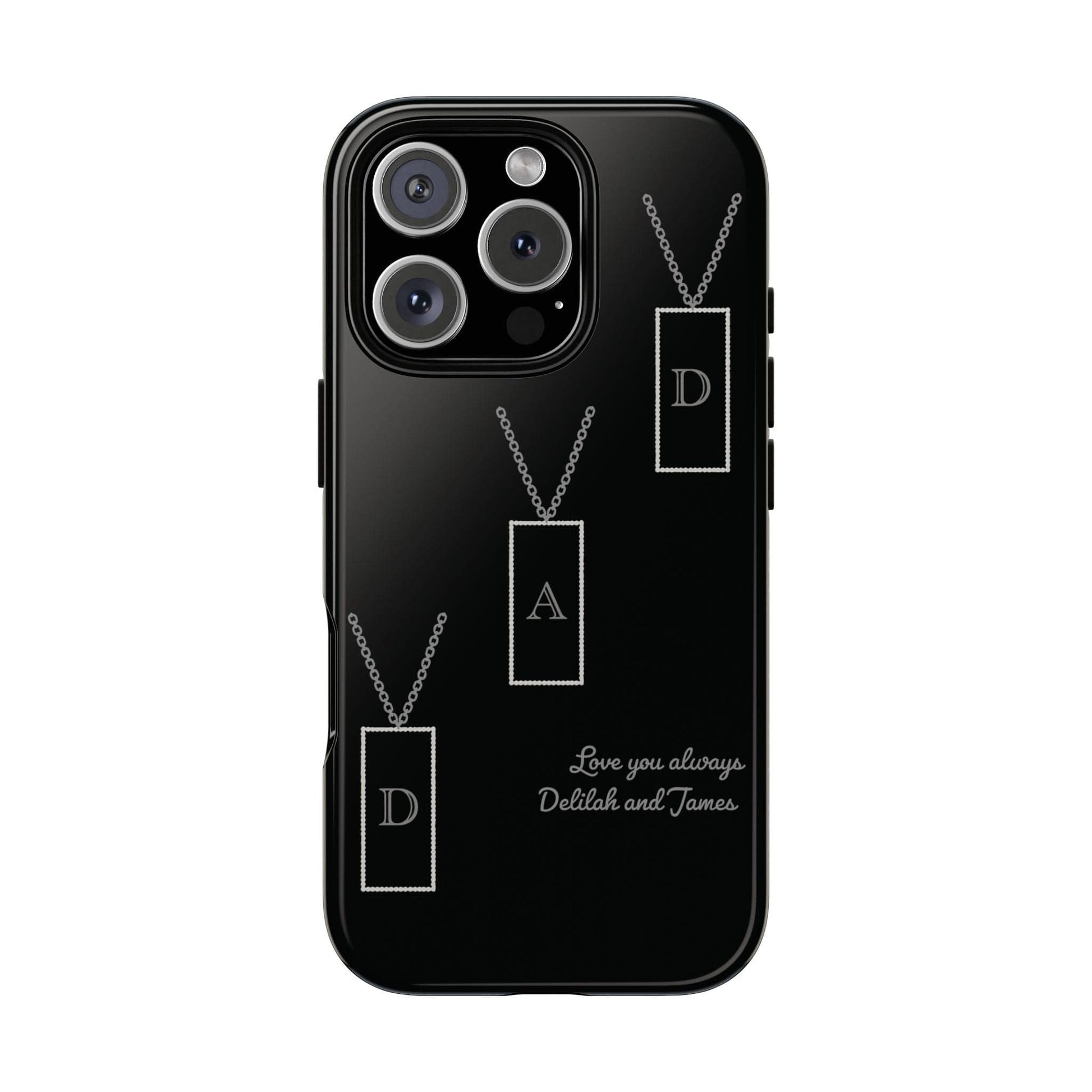 Printify Phone Case iPhone 16 Pro / Glossy Personalised Dad tag necklace iPhone Case