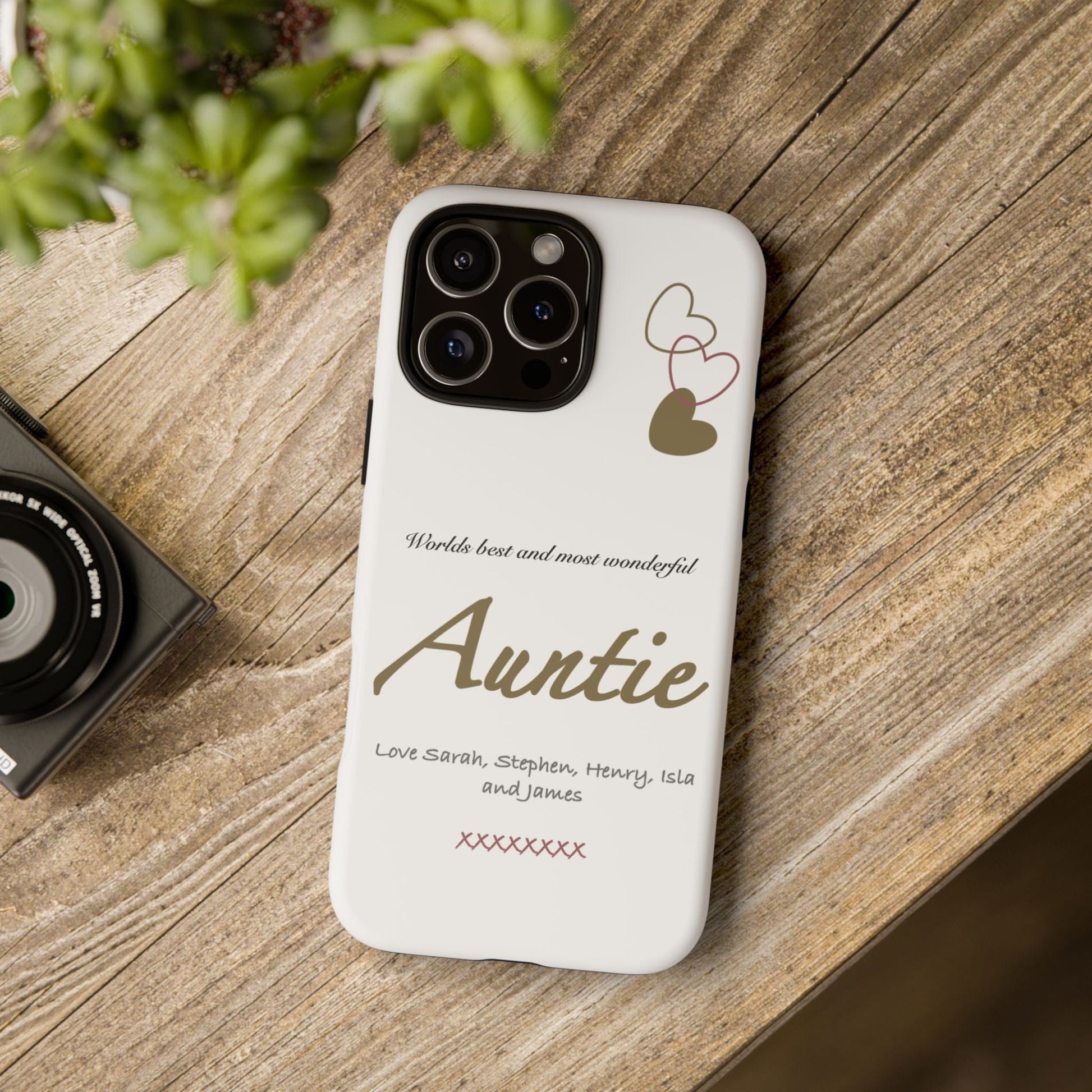 Printify Phone Case Personalised Auntie hearts iPhone Case